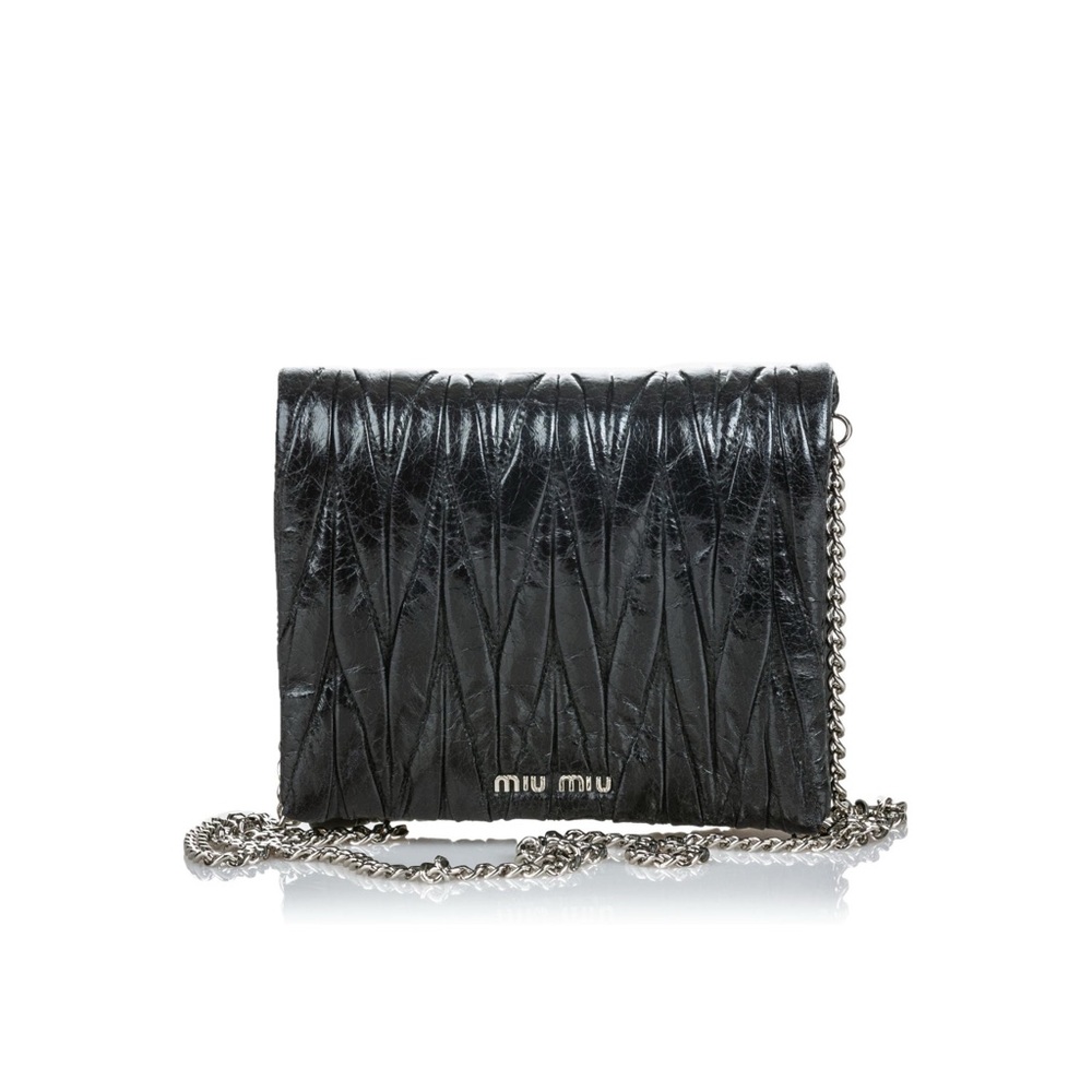 Miu Miu Black Matelassé Leather Chain Crossbody Bag - Picture 1 of 7